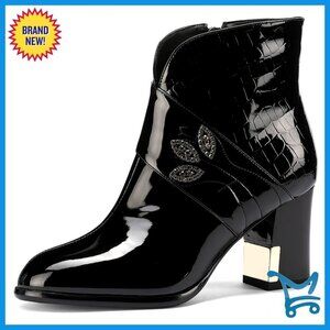 Women's Western Gladiator Boots Winter Ankle Wide Calf Chelsea Leather Chunky